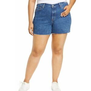 Levi's 501 Womens High Rise Frayed Raw Hem Button Fly Shorts Plus Size 20W New